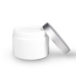 Cancelled - 250ml Opal (White) Round Glass Jar with Ring Grooved Matte Silver Lid & Caska Seal