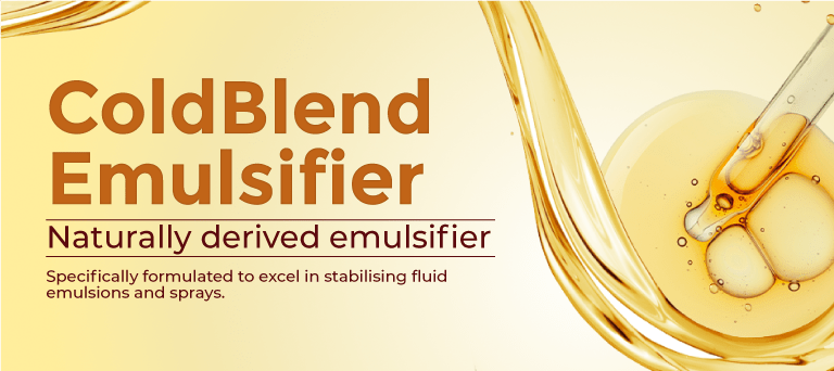 ColdBlend Emulsifier: Naturally derived emulsifier specifically formulated to excel in stabilising fluid emulsions and sprays.